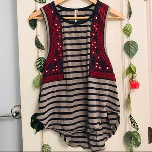 Free People Crochet stripped Malia Tate Tank Top